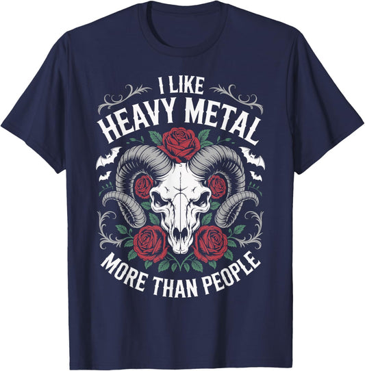 I Like Heavy Metal More Than People T-Shirt - T-Shirt | Navy