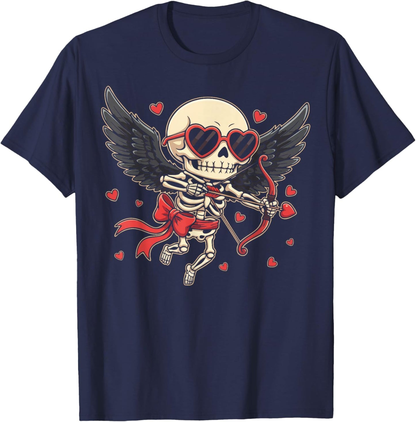 Skeleton Cupid Dark Valentine Romantic Kawaii Funny Gothic T-Shirt - T-Shirt | Navy