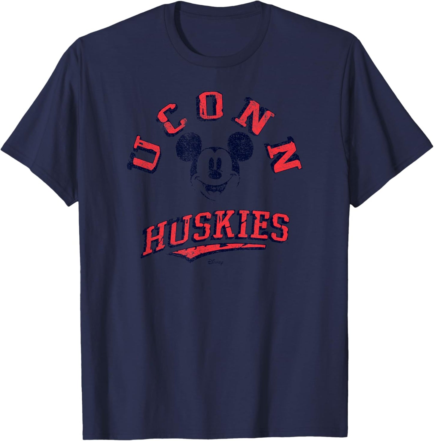 Connecticut Huskies Mickey Mouse Retro Officially Licensed T-Shirt - T-Shirt | Navy