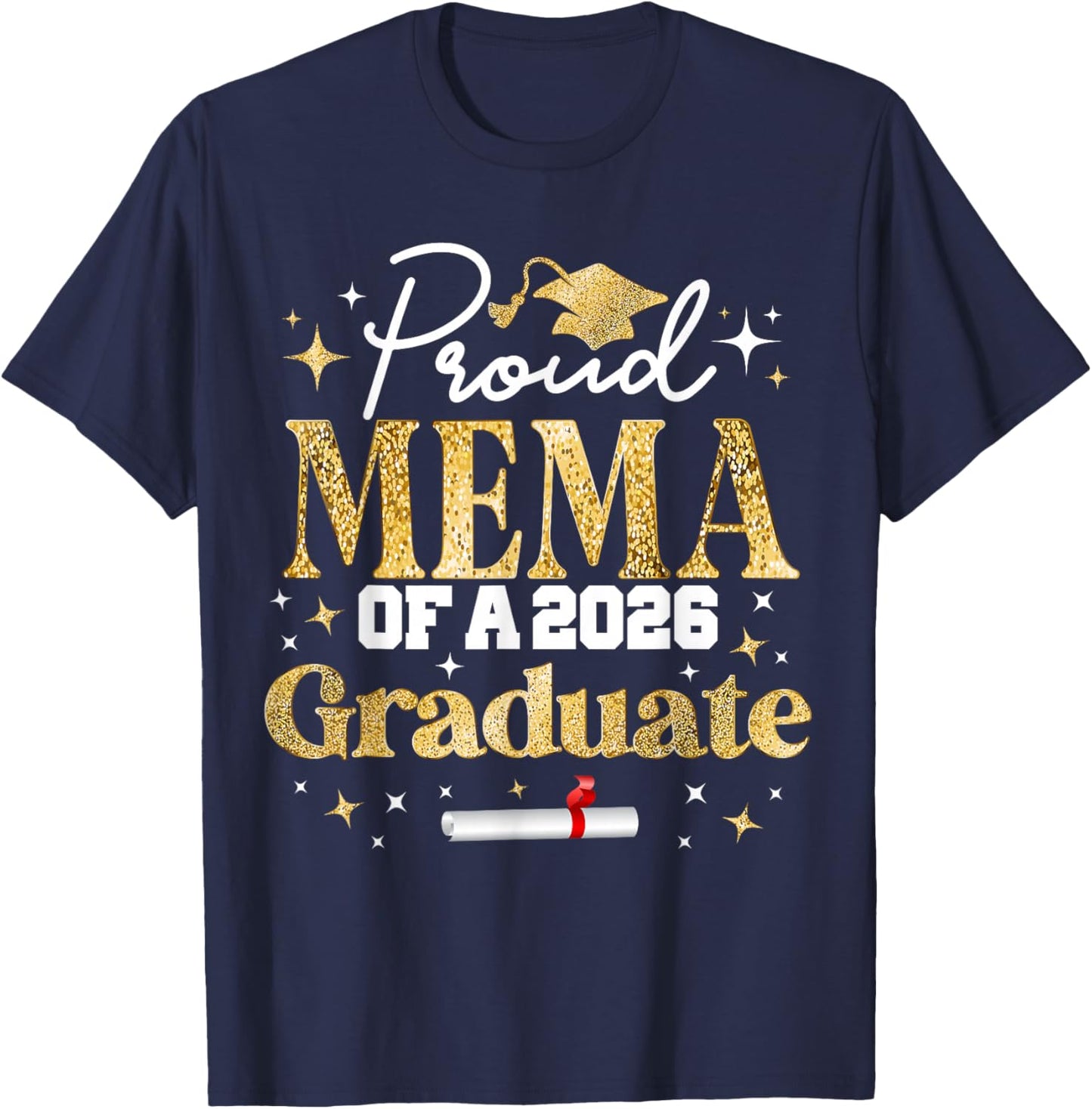 Proud Mema of a Class of 2026 Graduate Senior Graduation T-Shirt - T-Shirt | Navy