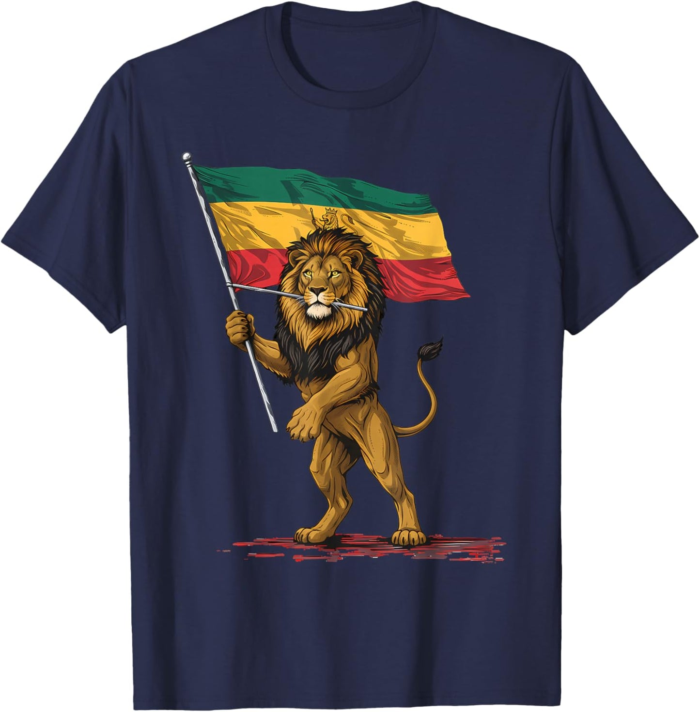Rasta Reggae Music Headphones Jamaican Lion of Judah T-Shirt - T-Shirt | Navy