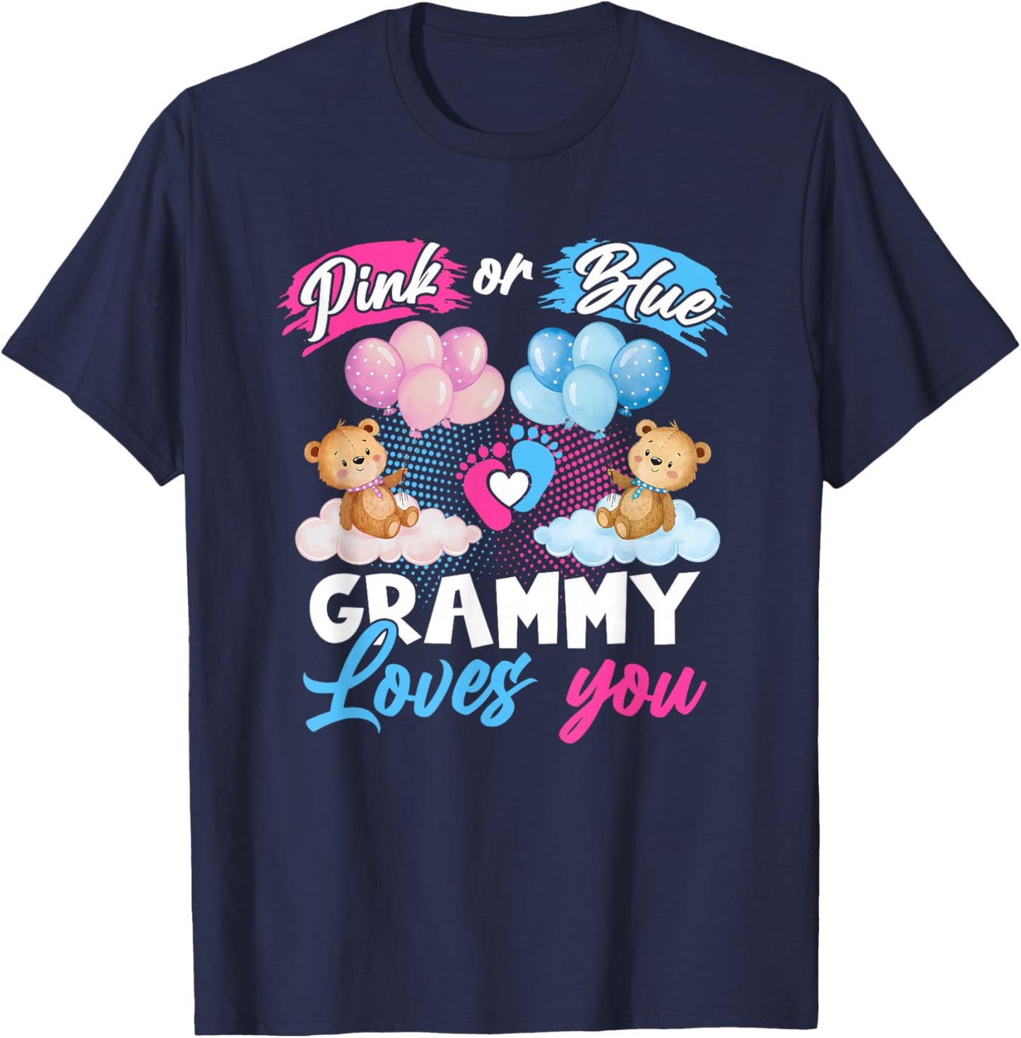 Bears Pink Or Blue Grammy Loves You Gender Reveal T-Shirt - T-Shirt | Navy