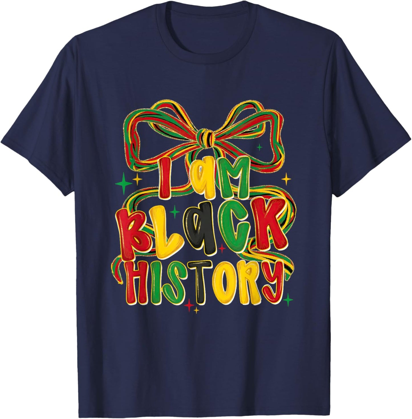 I-Am Black History Coquette Bow Melanin African American T-Shirt - T-Shirt | Navy