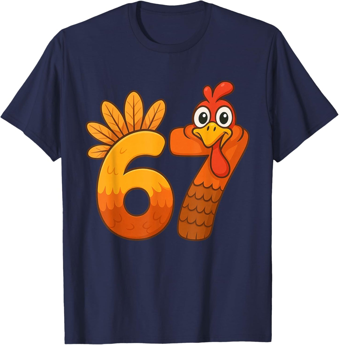 Funny Six Seven 6 7 Meme Thanksgiving Kids Boys Girls Turkey T-Shirt - T-Shirt | Navy