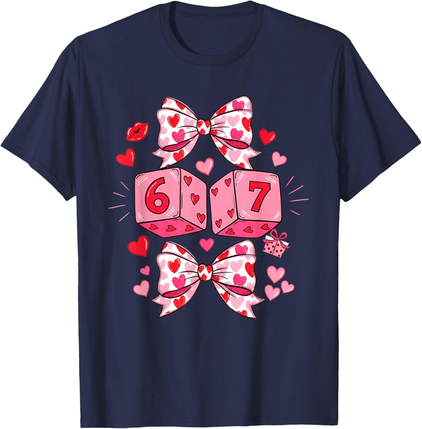 Preppy 67 Valentine Six Seven Dice 6 7 Men Women Kids T-Shirt - T-Shirt | Navy