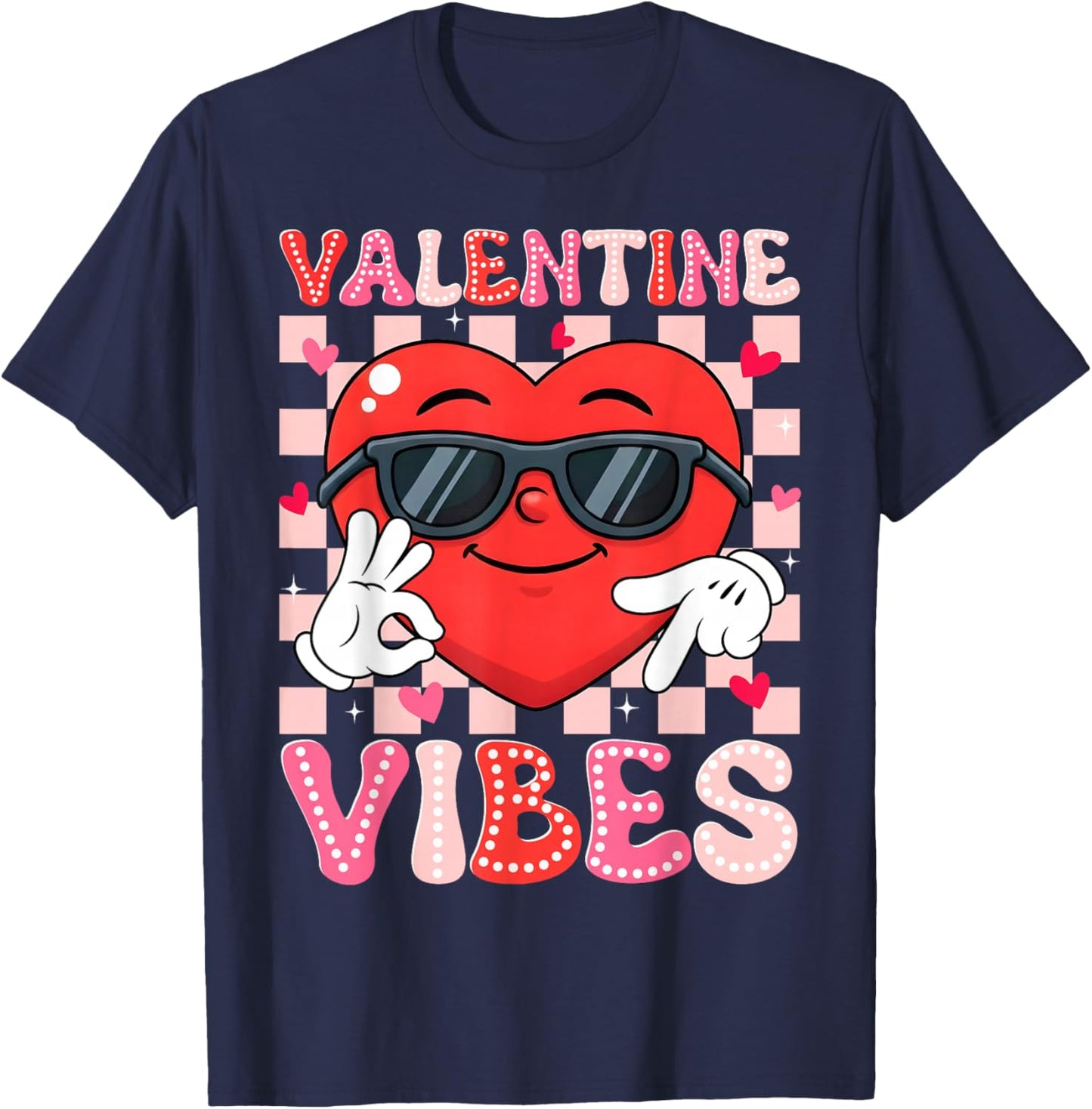 Valentine Vibes Six Seven 6 7 Meme Slang Heart Boy Girl Kids T-Shirt - T-Shirt | Navy