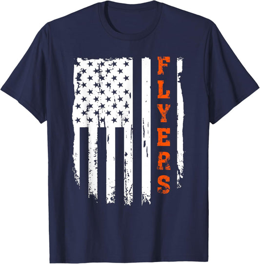 Flyers Vintage USA Flag Women Boys Girls Kids Lover T-Shirt - T-Shirt | Navy