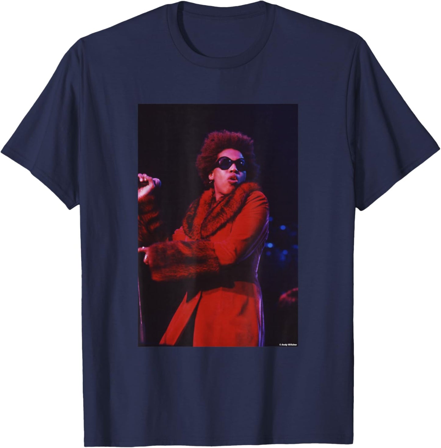 Macy Gray Live at BRIT Awards by Andy Willsher T-Shirt - T-Shirt | Navy