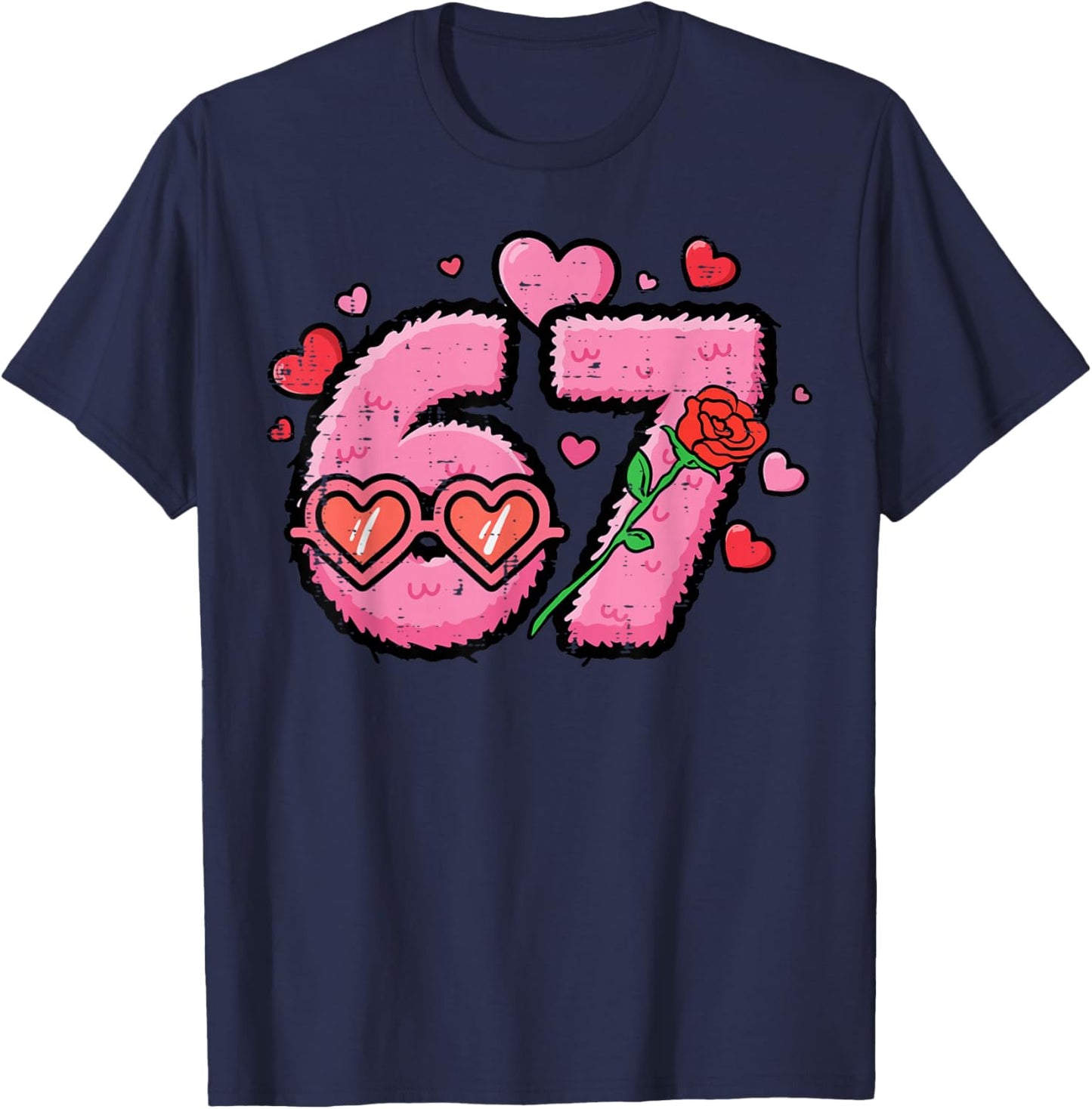 Valentines Day 6 7 Hearts 67 Six Seven Meme Boys Kids Youth T-Shirt - T-Shirt | Navy