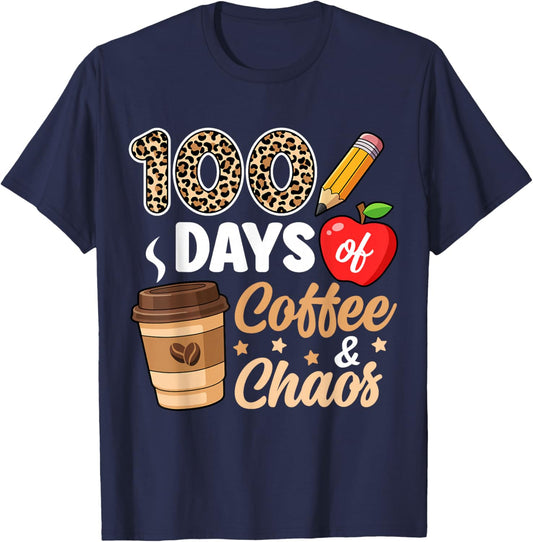 100 Days of School Teacher Coffee 100th Day of School Women T-Shirt - T-Shirt | Navy
