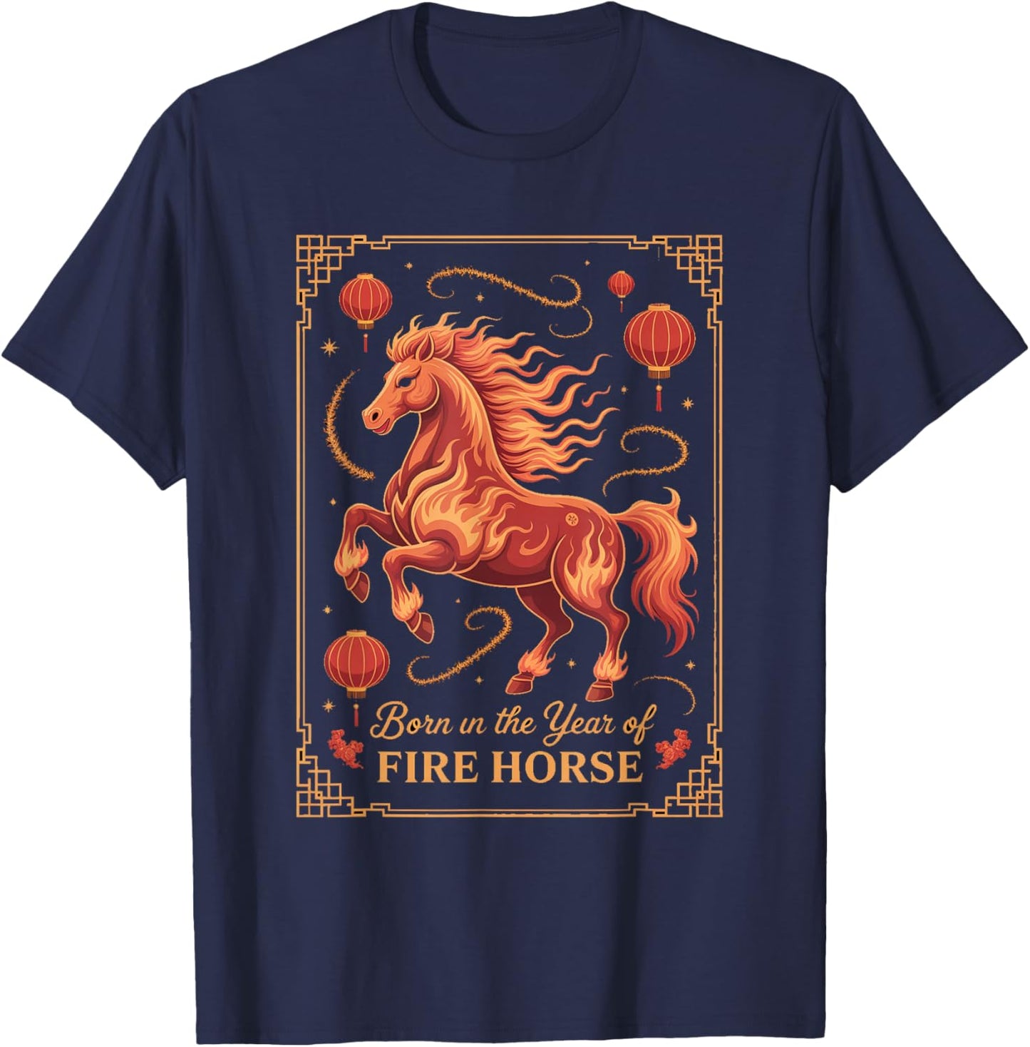 Fire Fortune Chinese New Year Fire Horse 2026 T-Shirt - T-Shirt | Navy