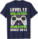Level 12 Unlocked Awesome Since 201412th Birthday Gaming T-Shirt - T-Shirt | Navy