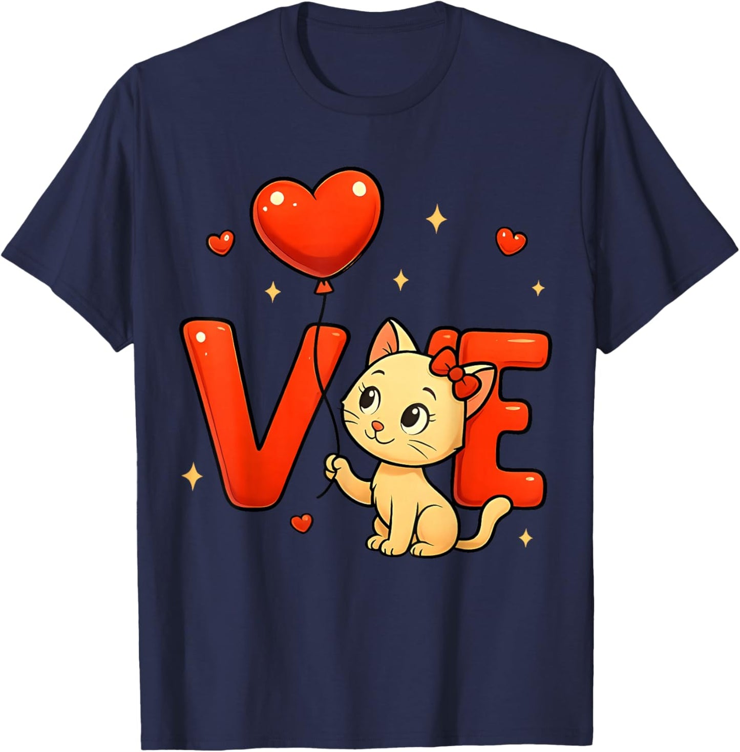 Happy Meowentine's Day Cute Cat Heart Valentine's Day T-Shirt - T-Shirt | Navy