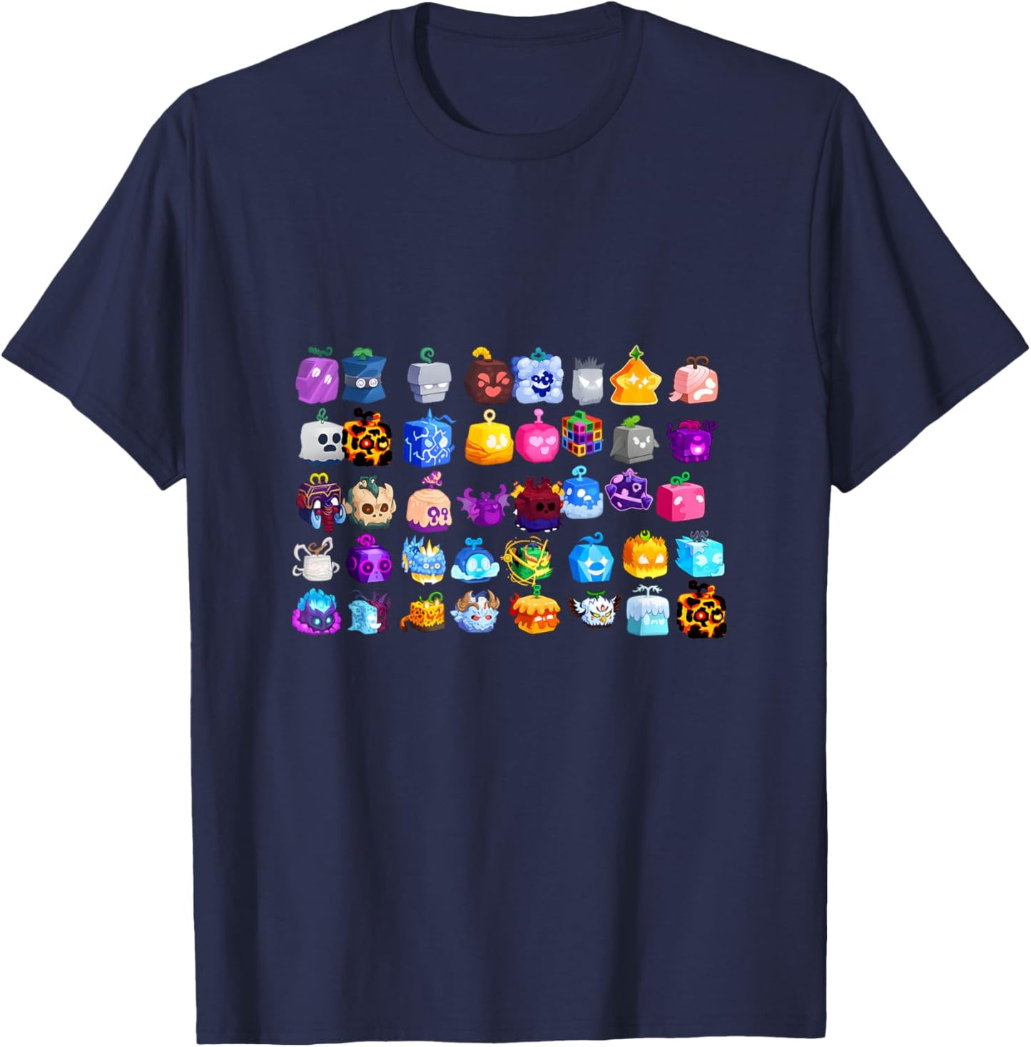 Blox Fruits Every Fruit in The List T-Shirt - T-Shirt | Navy