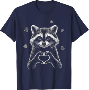 I Steal Hearts Raccoon Valentines Racoon Silhouette T-Shirt - T-Shirt | Navy