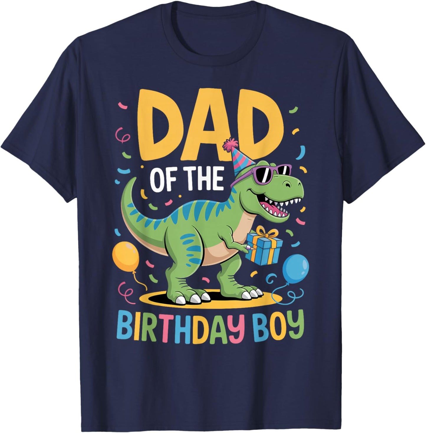 Dad of The Birthday Party Outfit Dinosaur Squad Daddy T-Shirt - T-Shirt | Navy