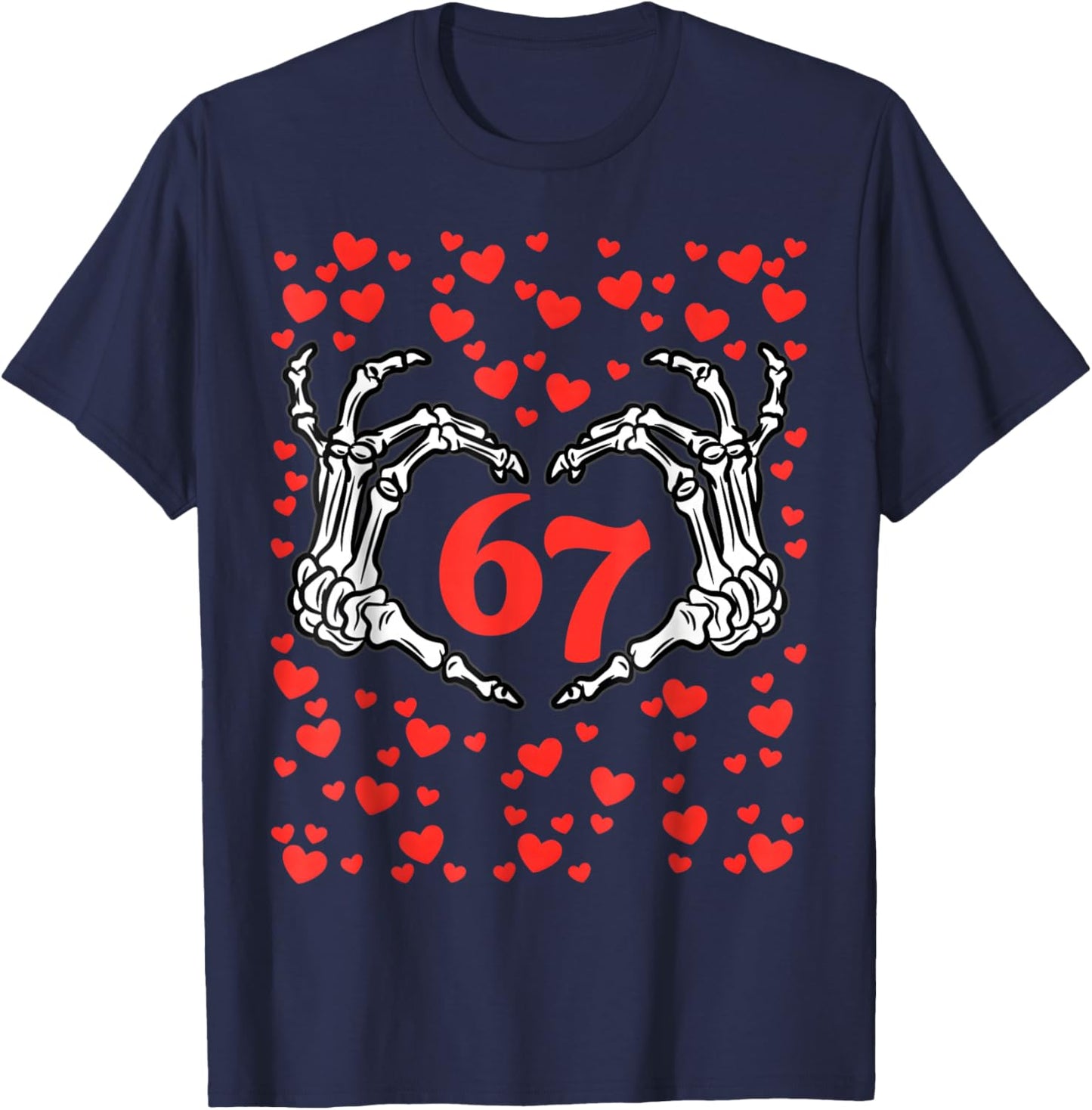 Funny Six Seven 6 7 Meme Women Kids Valentine Girl T-Shirt - T-Shirt | Navy