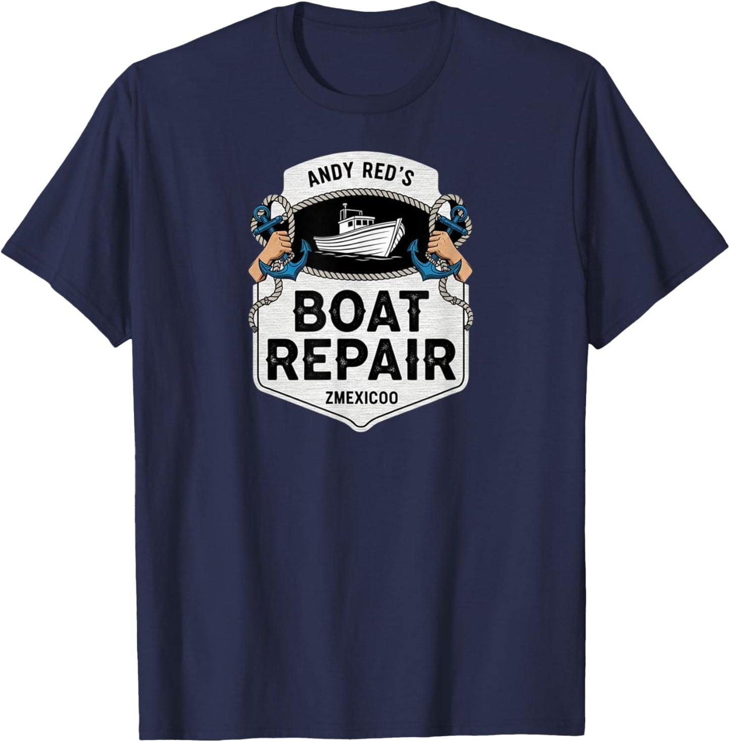 Vintage Andy and Red's Boat Repair Fishing Charters Boating T-Shirt - T-Shirt | Navy