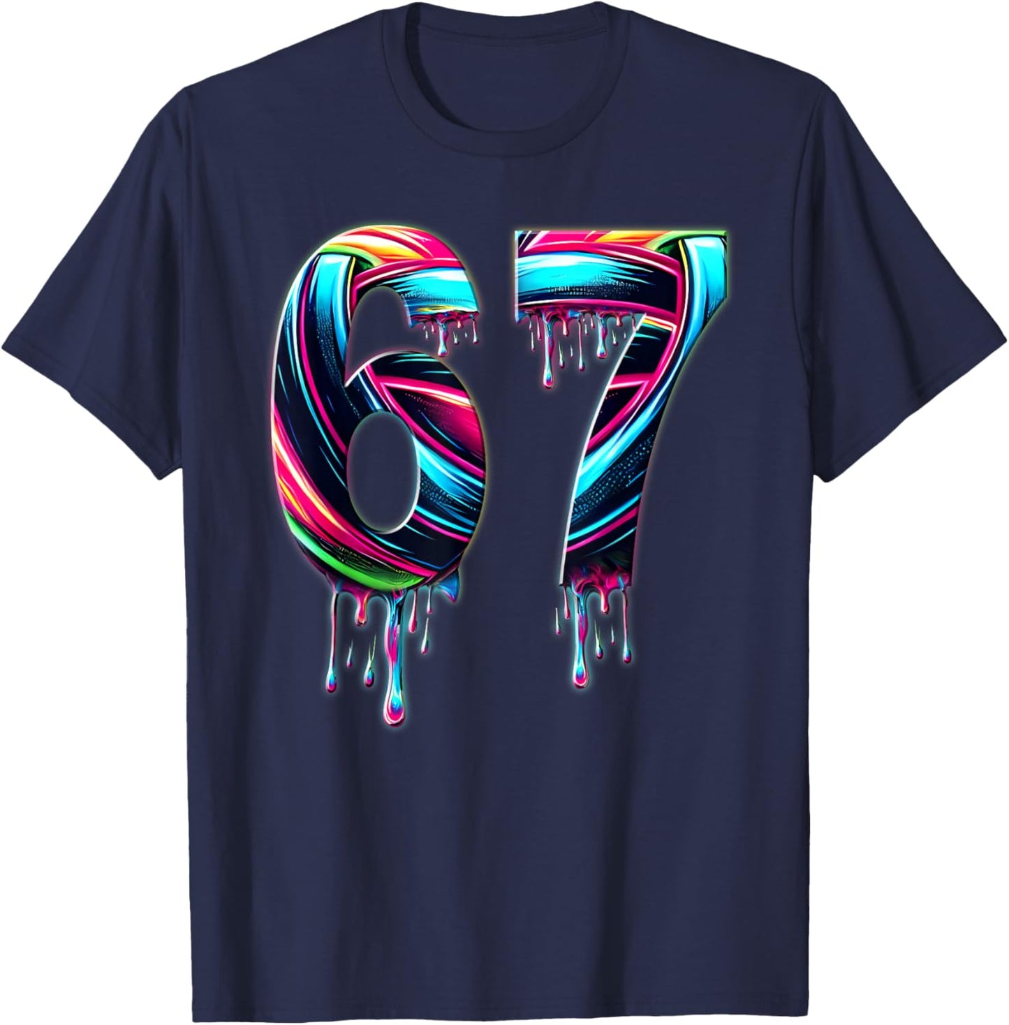 67 Six Seven 6 7 Meme Design Funny 6 7 T-Shirt - T-Shirt | Navy
