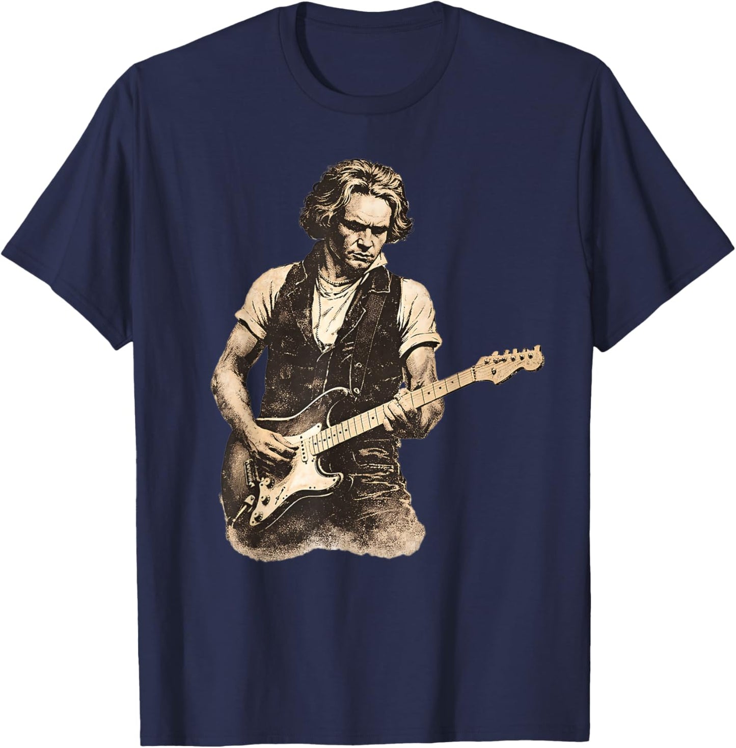 Beethoven Playing Electric Guitar Ludwig Van B. Rock Music T-Shirt - T-Shirt | Navy