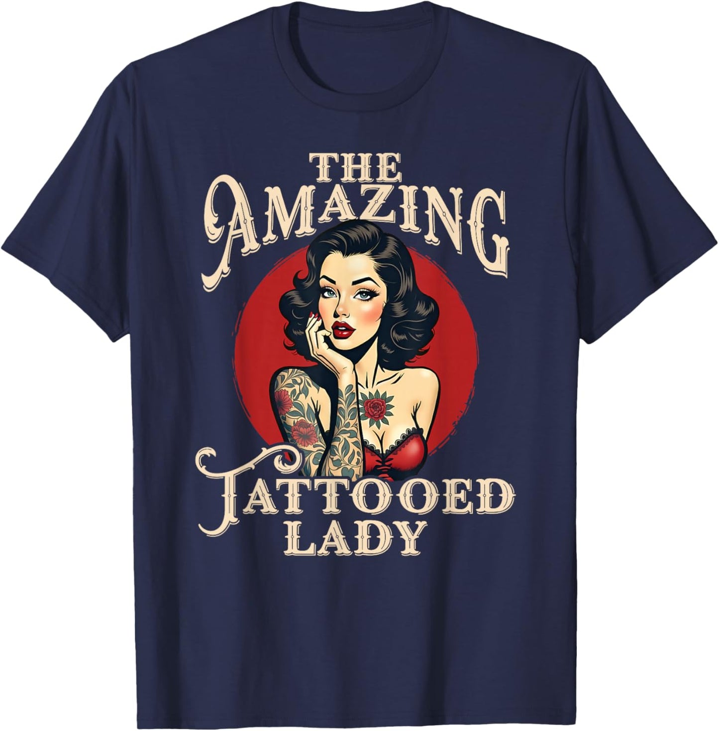 The Amazing Tattooed Lady T-Shirt - T-Shirt | Navy