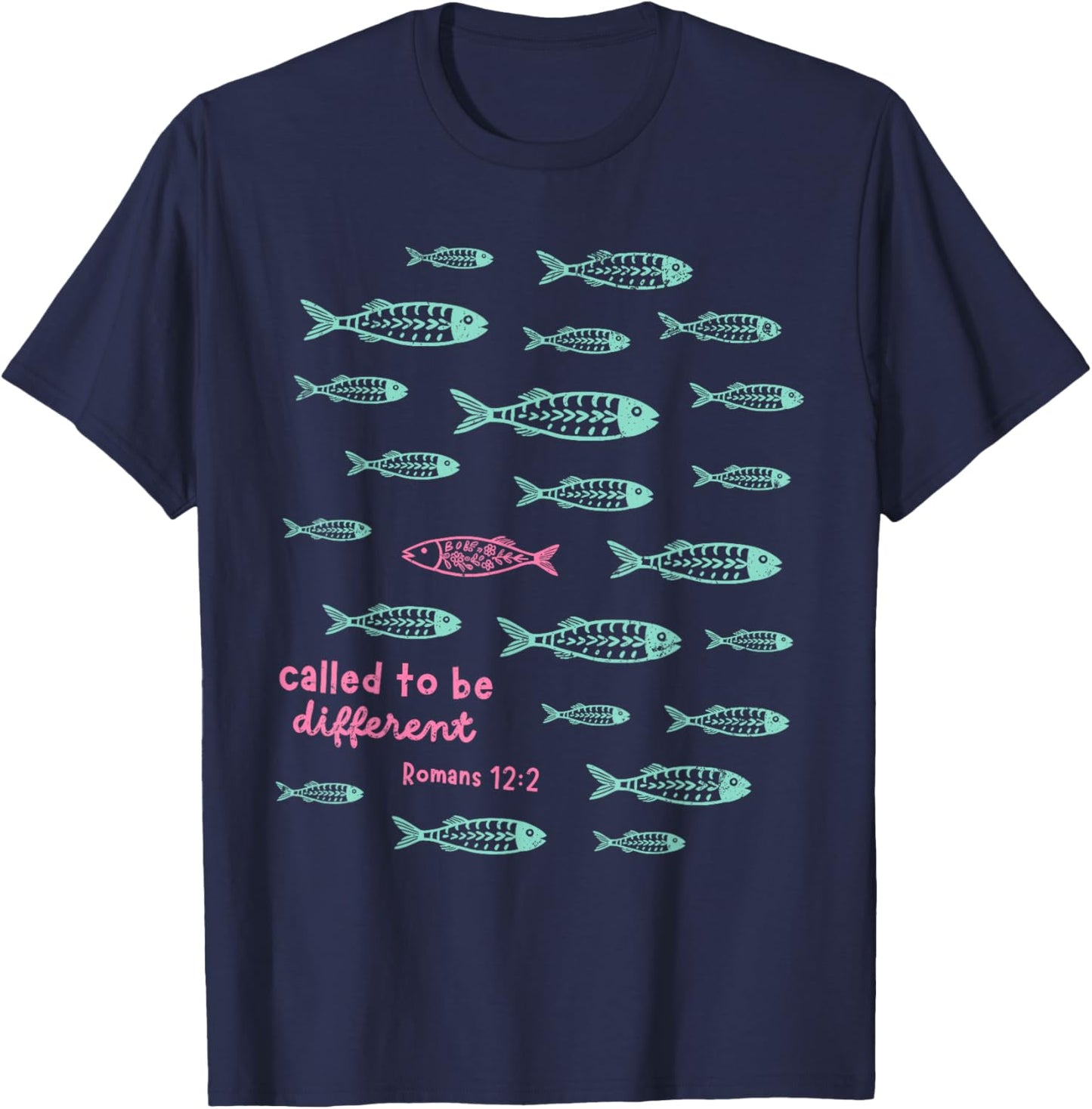 Called to Be Different Romans 12:2 Christian Fish T-Shirt - T-Shirt | Navy