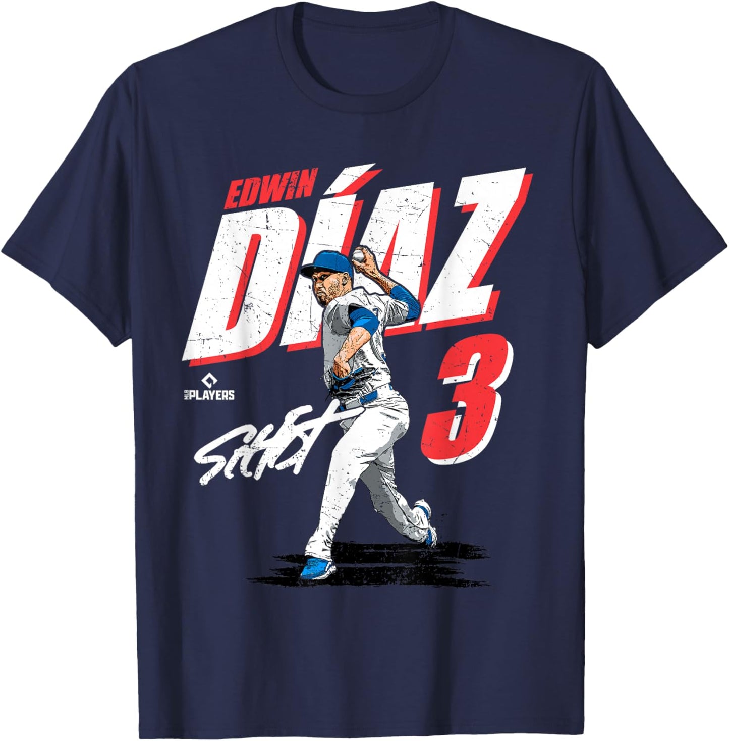 Edwin Diaz | Los Angeles D Baseball Players | MLBEDD204M T-Shirt - T-Shirt | Navy