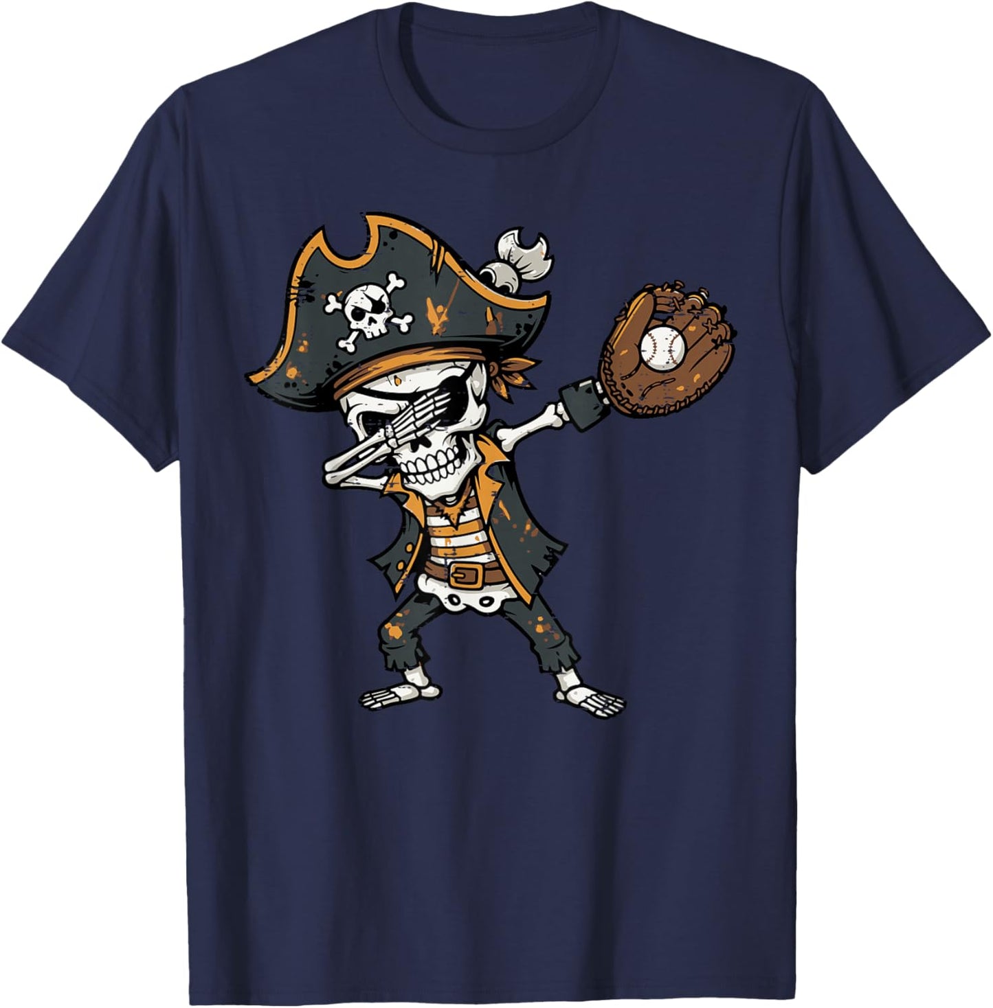 Dabbing Pirate Skeleton Baseball Dab Costume Boys Kids Men T-Shirt - T-Shirt | Navy