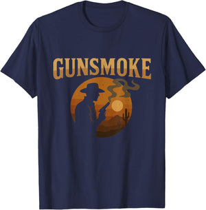Gunsmoke Cowboy Silhouette Western Sunset T-Shirt - T-Shirt | Navy