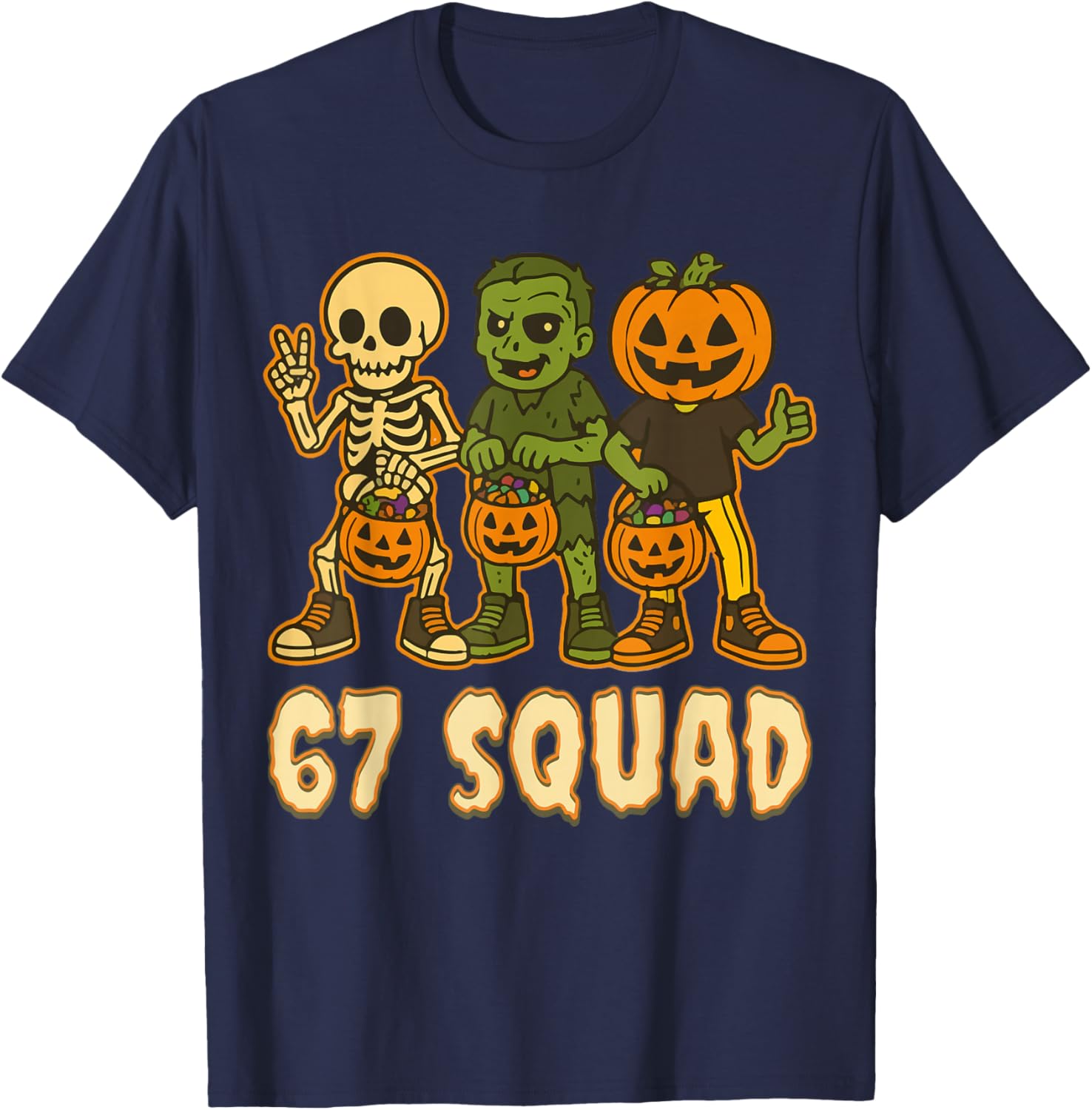 Haunted by 67 – Funny Ghost Squad Halloween Costume T-Shirt - T-Shirt | Navy