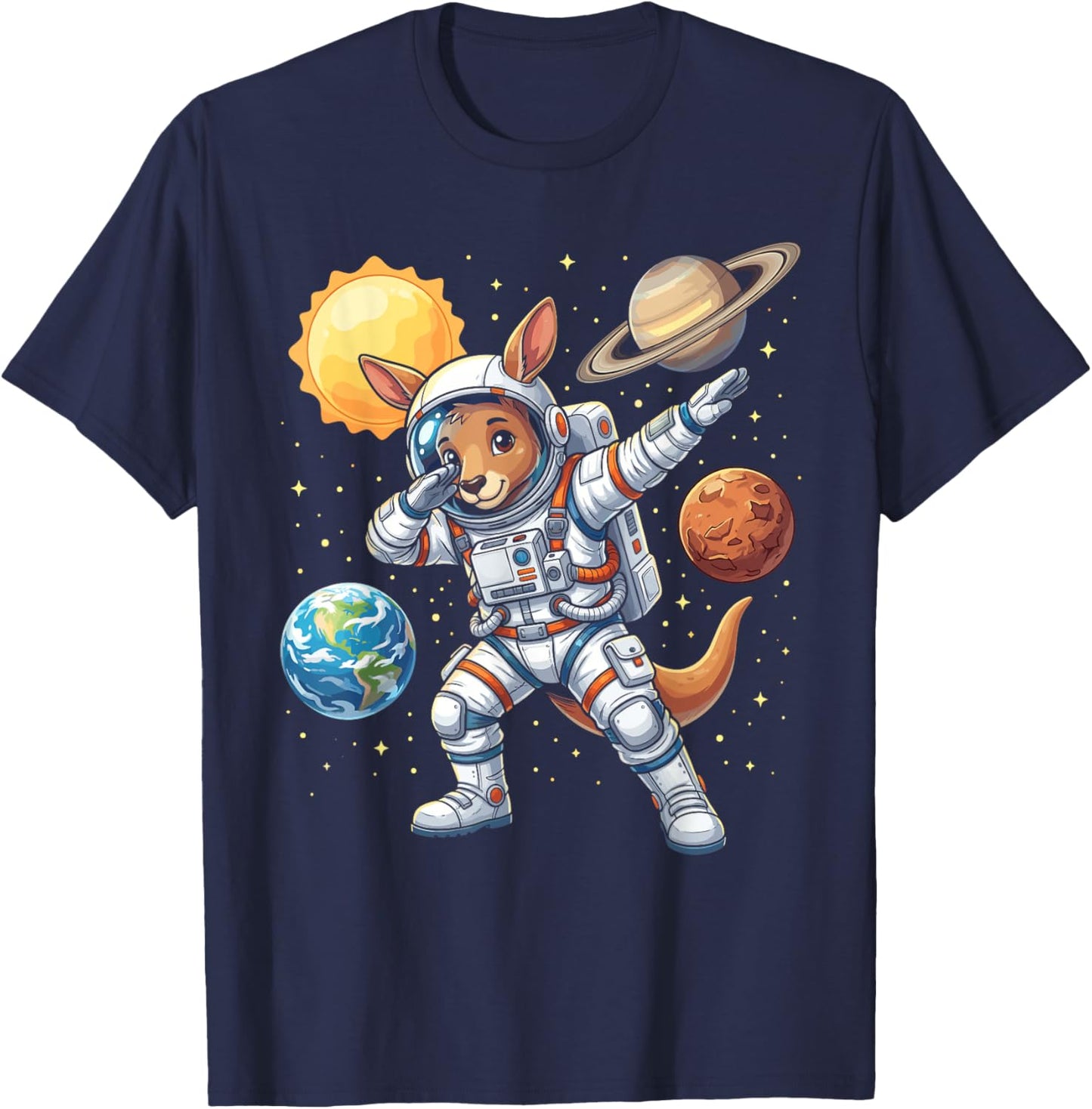 Kangaroo Astronaut Dabbing Funny Space Animal for Kids T-Shirt - T-Shirt | Navy