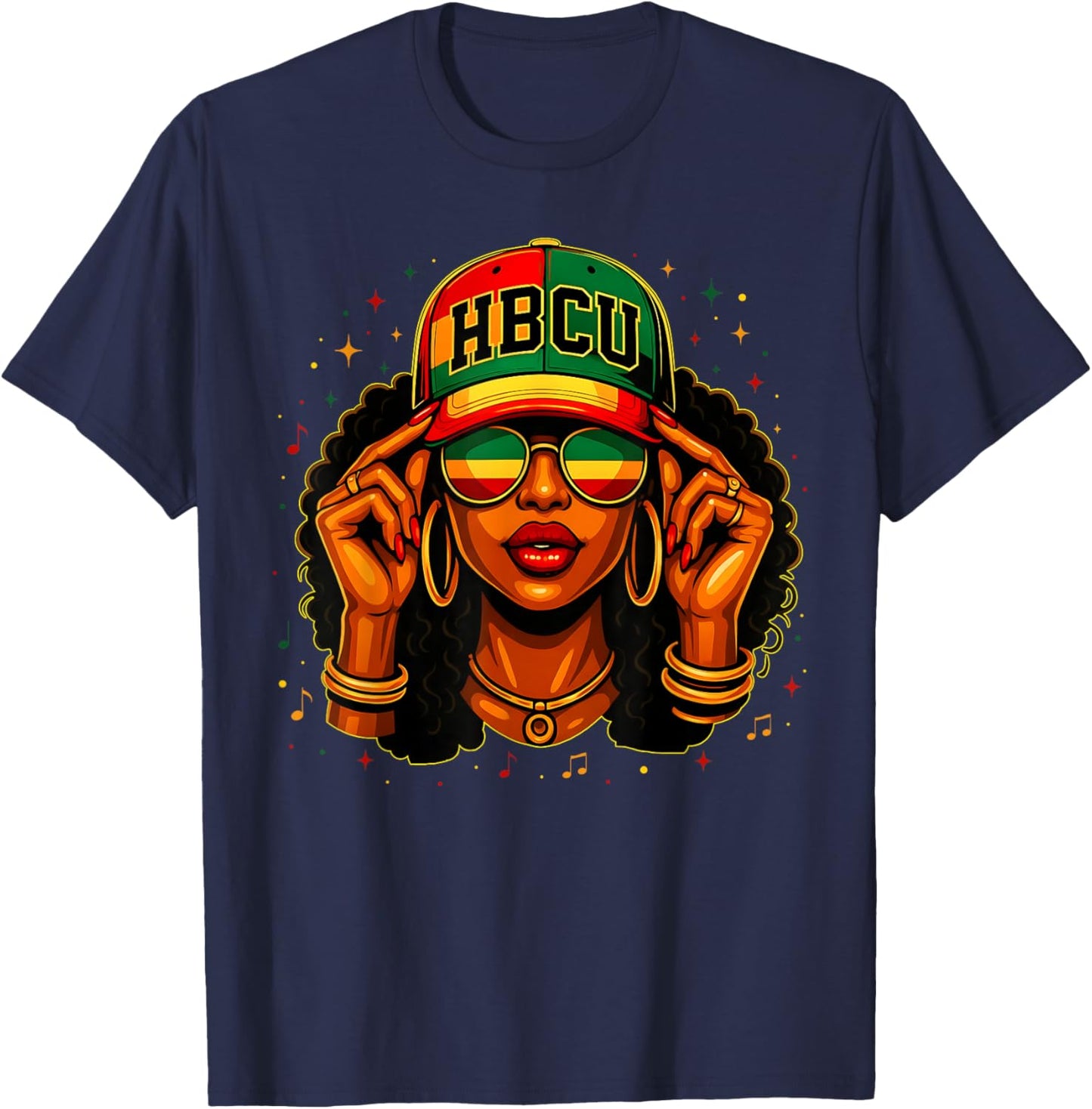 Black History Month HBCU Black Afro Educated Girl Women Kid T-Shirt - T-Shirt | Navy