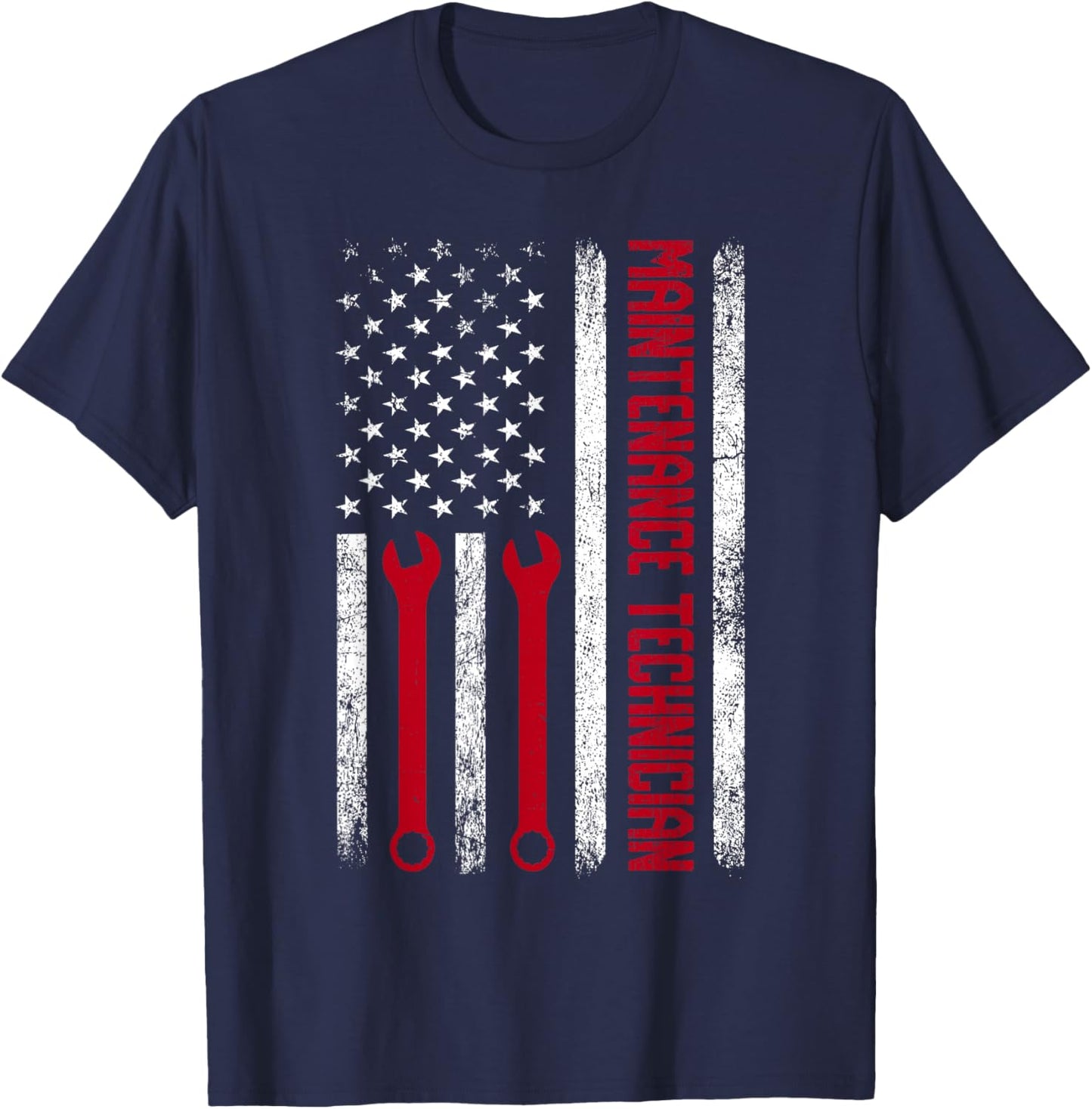 Funny Maintenance Technician American Flag Repairman Worker T-Shirt - T-Shirt | Navy