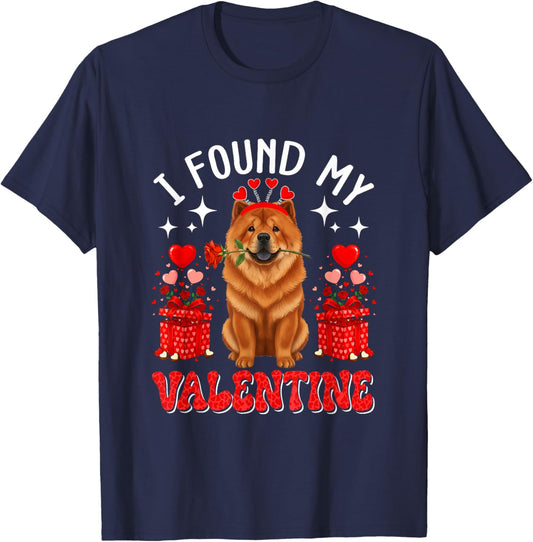 I Found My Valentine Chow Chow Owner Floral Roses Hearts T-Shirt - T-Shirt | Navy