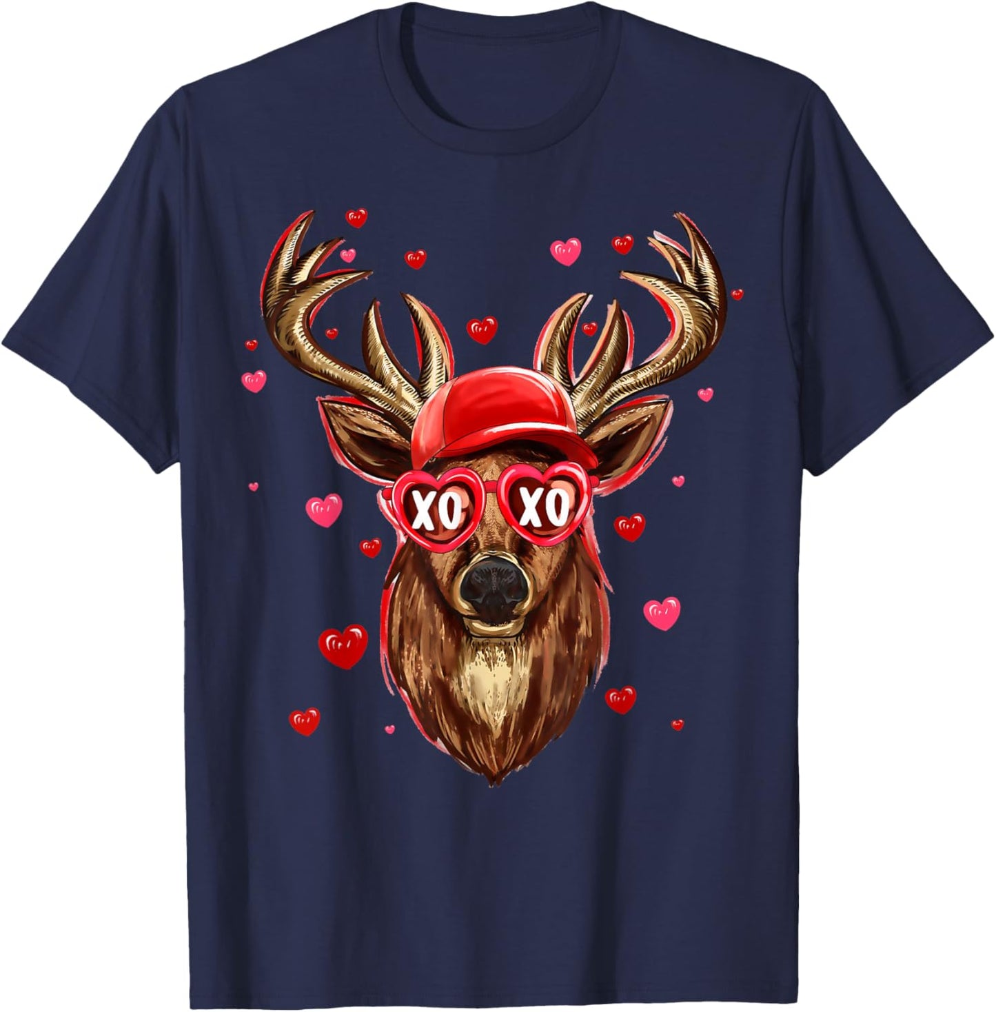Valentine Buck Cap Deer Hunting Hunter Valentines Day T-Shirt - T-Shirt | Navy