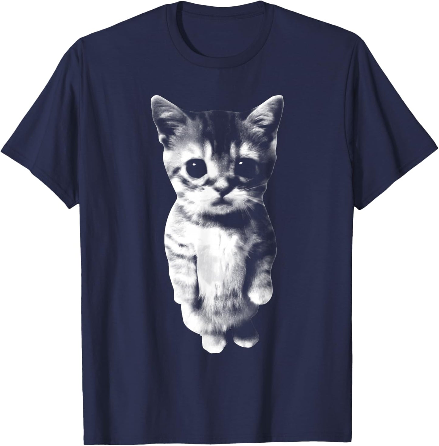 El Gato Sad Kitten Funny Meme Sad Crying Cat Munchkin Kitty T-Shirt - T-Shirt | Navy