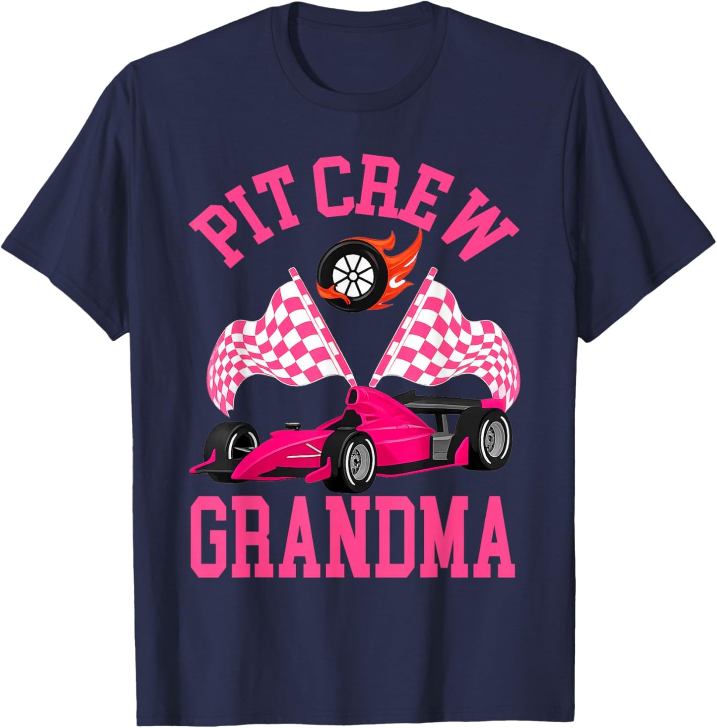 Race Car Birthday Party Racing Family Grandma Pit Crew T-Shirt - T-Shirt | Navy