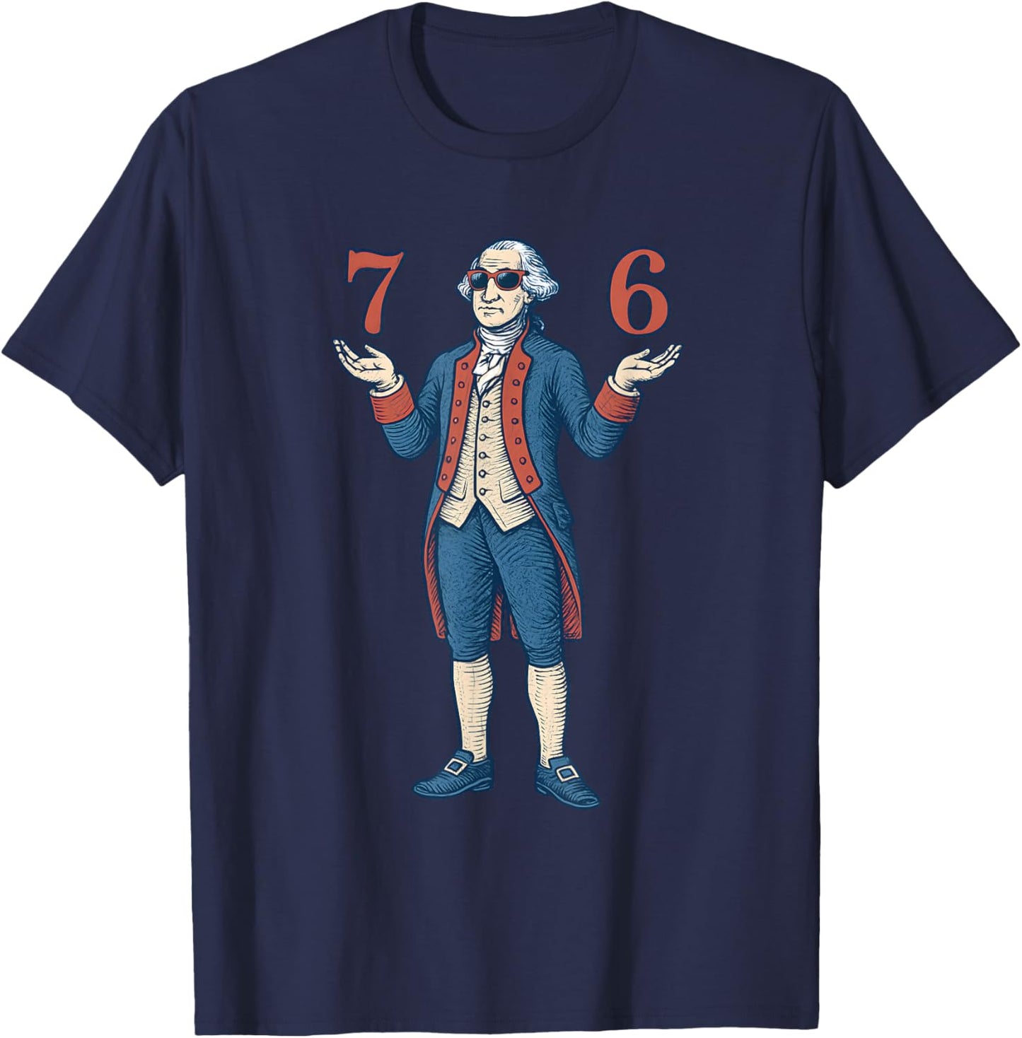 67 George Washington 7 6 Meme Six Seven 6-7 4th of July T-Shirt - T-Shirt | Navy