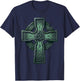 Vintage Mossy Stone Celtic Cross Irish Heritage St Patrick T-Shirt - T-Shirt | Navy