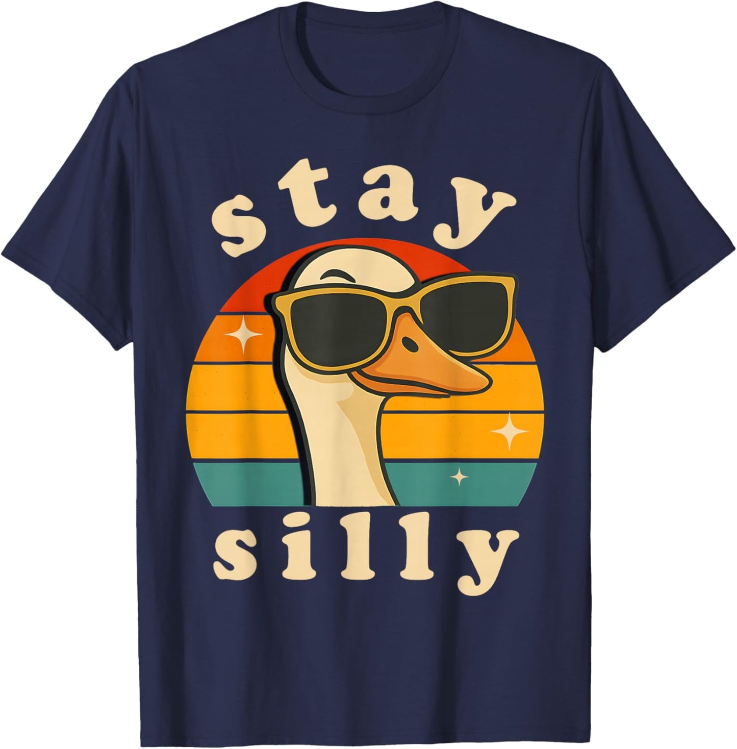 Stay Silly Goose Boys Kids Retro Cute Matching Friends 70s T-Shirt - T-Shirt | Navy
