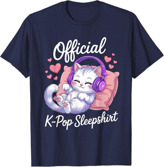 K-Pop Cat Official K-Pop Sleep T-Shirt - T-Shirt | Navy