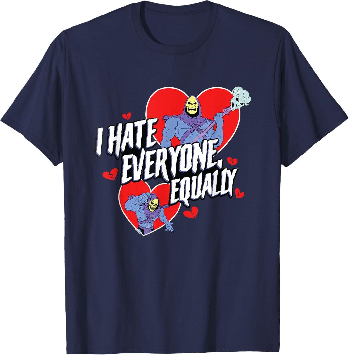 Skeletor Valentine's Day I Hate Everyone Equally T-Shirt - T-Shirt | Navy