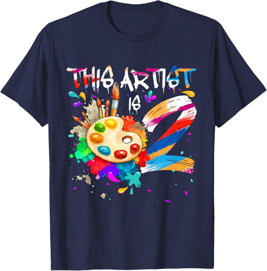 This Artist is 2 Years Old Birthday 2nd Painting Art Party T-Shirt - T-Shirt | Navy