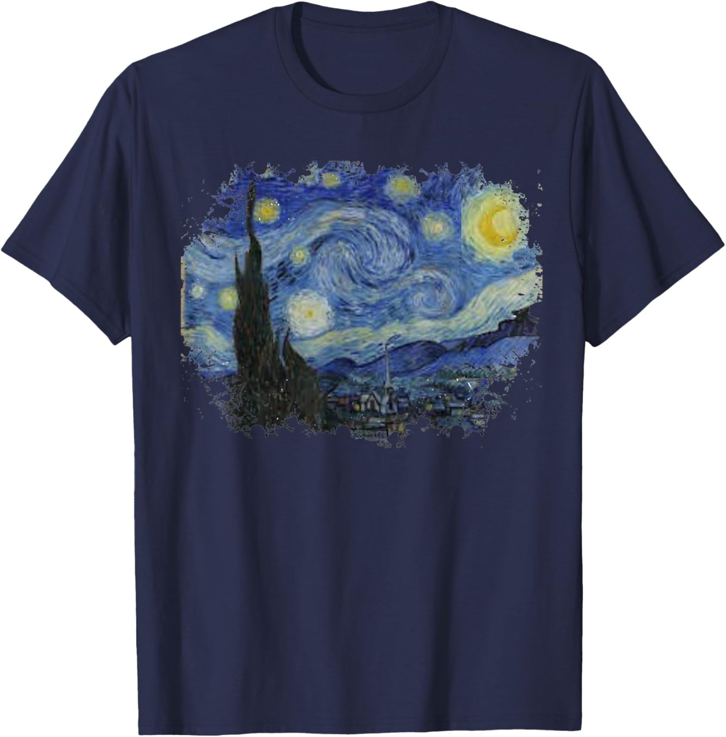 Vintage Starry Night Style Van Gogh T-Shirt - T-Shirt | Navy