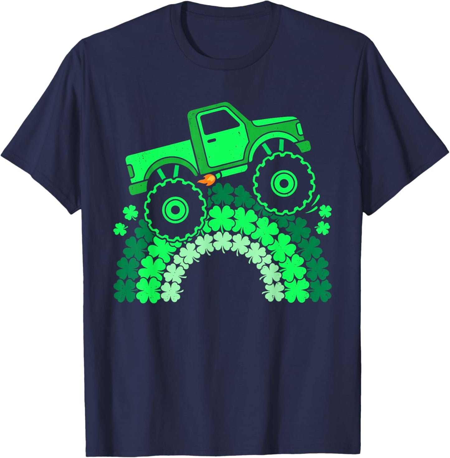 Monter Truck Lucky Shamrock Funny St Patrick's Day Kids Boys T-Shirt - T-Shirt | Navy