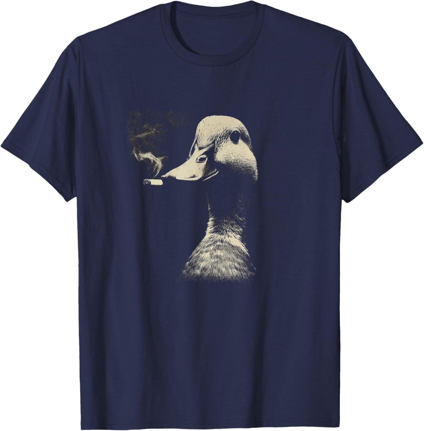 Cool Smoking Duck Retro Vintage Animal Smoking T-Shirt - T-Shirt | Navy
