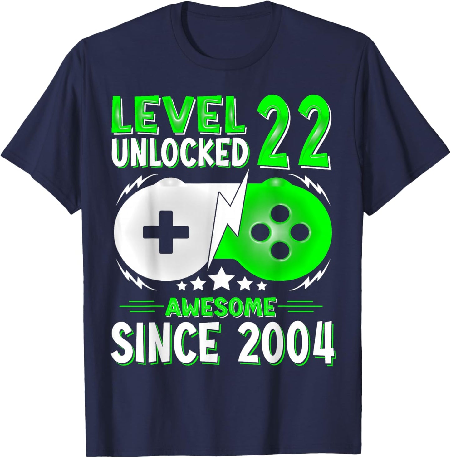 Level 22 Unlocked Birthday 22 Years Old Gifts 22nd Birthday T-Shirt - T-Shirt | Navy