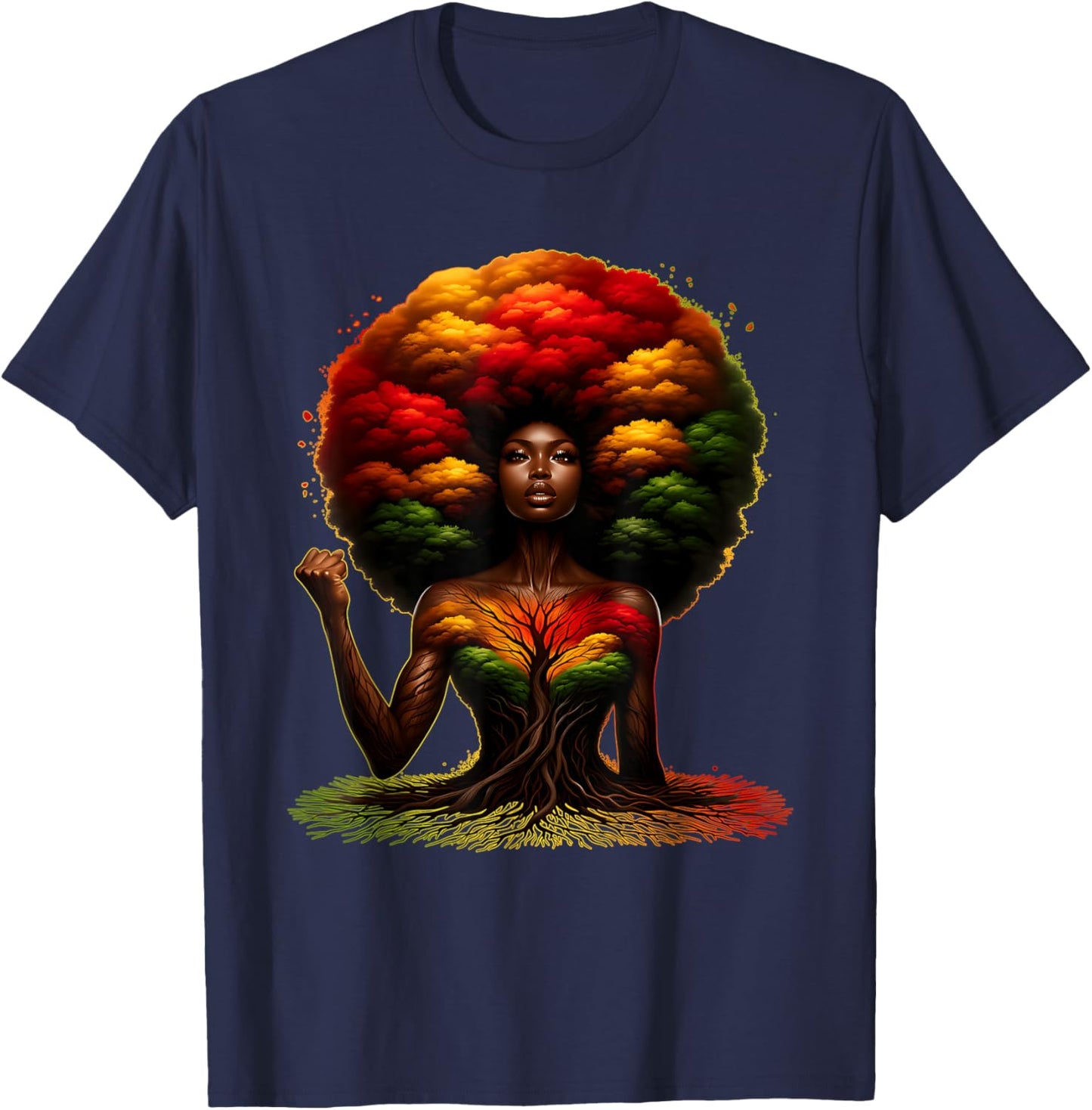 Black Girl Magic Afro Melanin Queen African American Women T-Shirt - T-Shirt | Navy