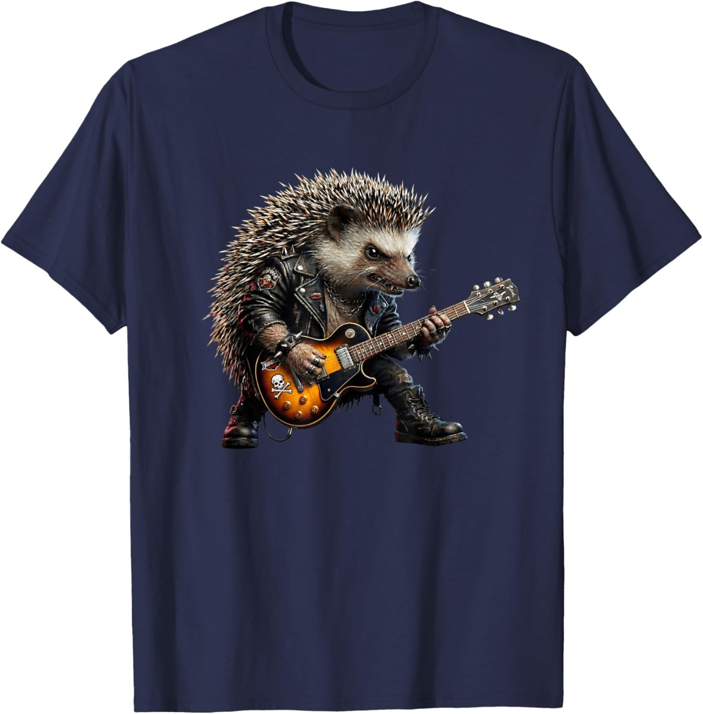 Epic Punk Hedgehog Rock'n Roll Guitar Kids Future Rock Star T-Shirt - T-Shirt | Navy
