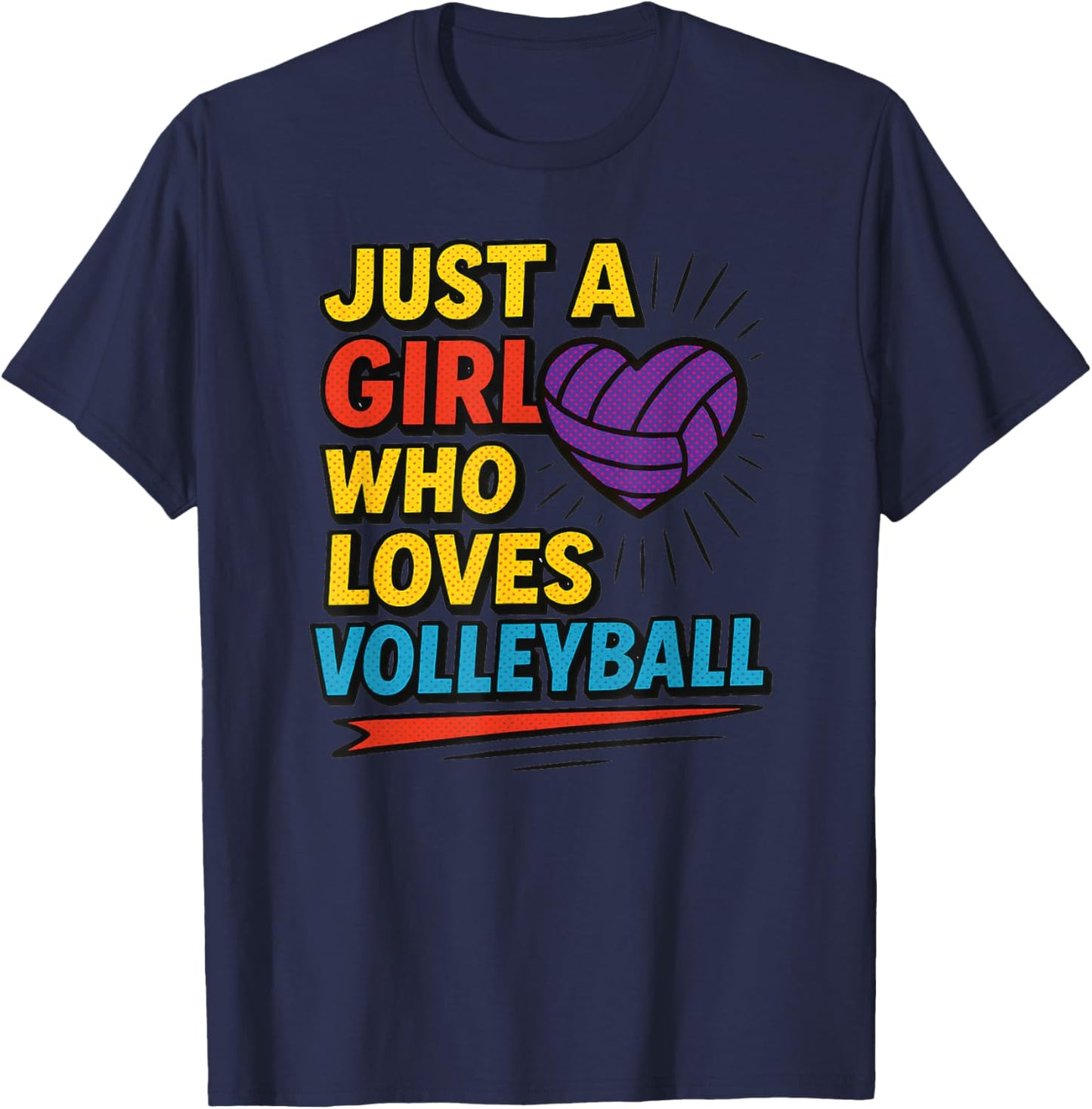 Volleyball Pop Comic for Teen Girls That Love Volleyball T-Shirt - T-Shirt | Navy